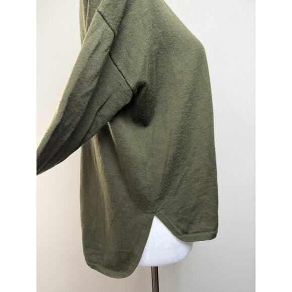Madewell 100% Merino Wool Sweater Women's Size M Green Lightweight 3/4 Sleeve - Picture 4 of 12